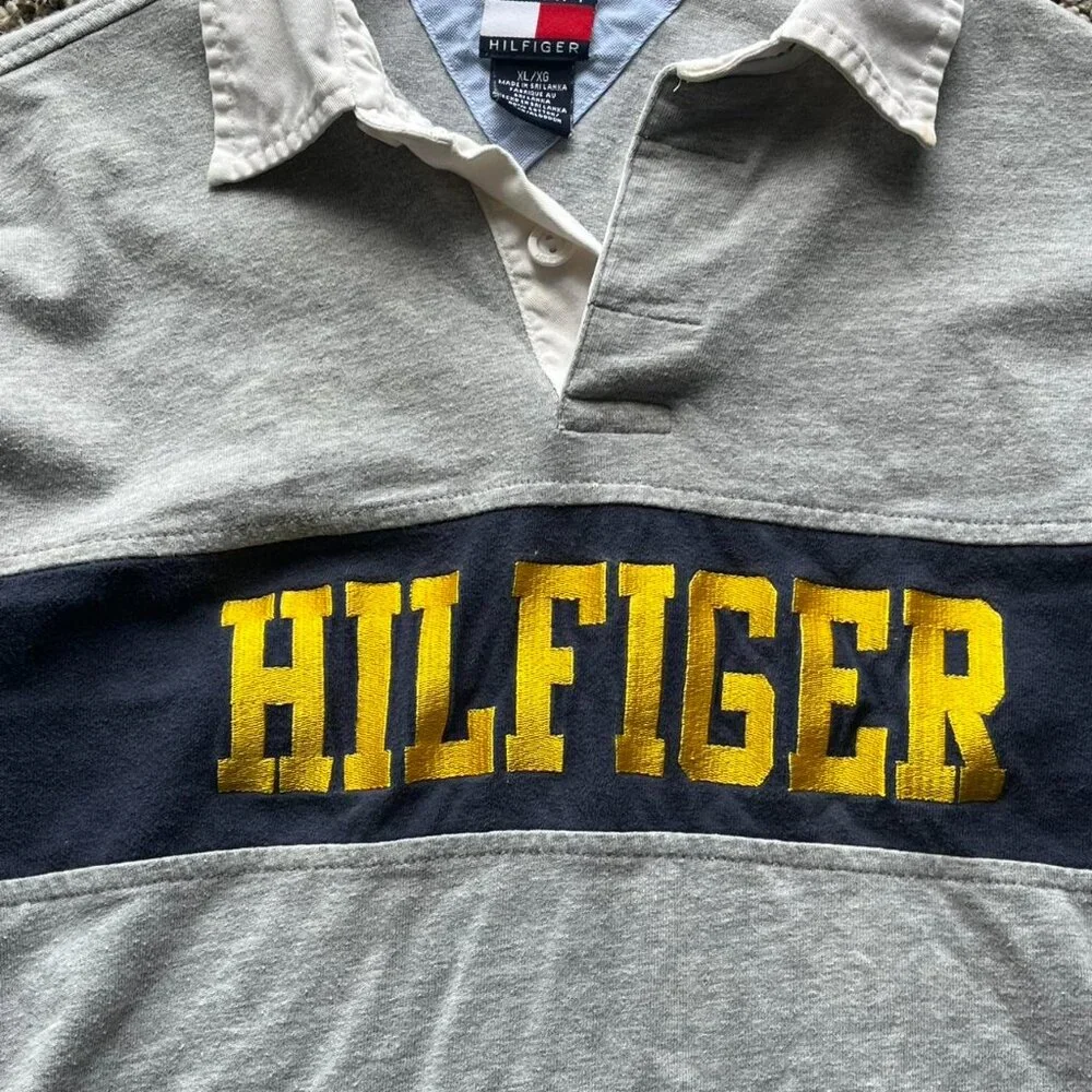 Vintage 90s Tommy Hilfiger Gray Long Sleeve Button-Down Shirt XL – Collared - Picture 2 of 4